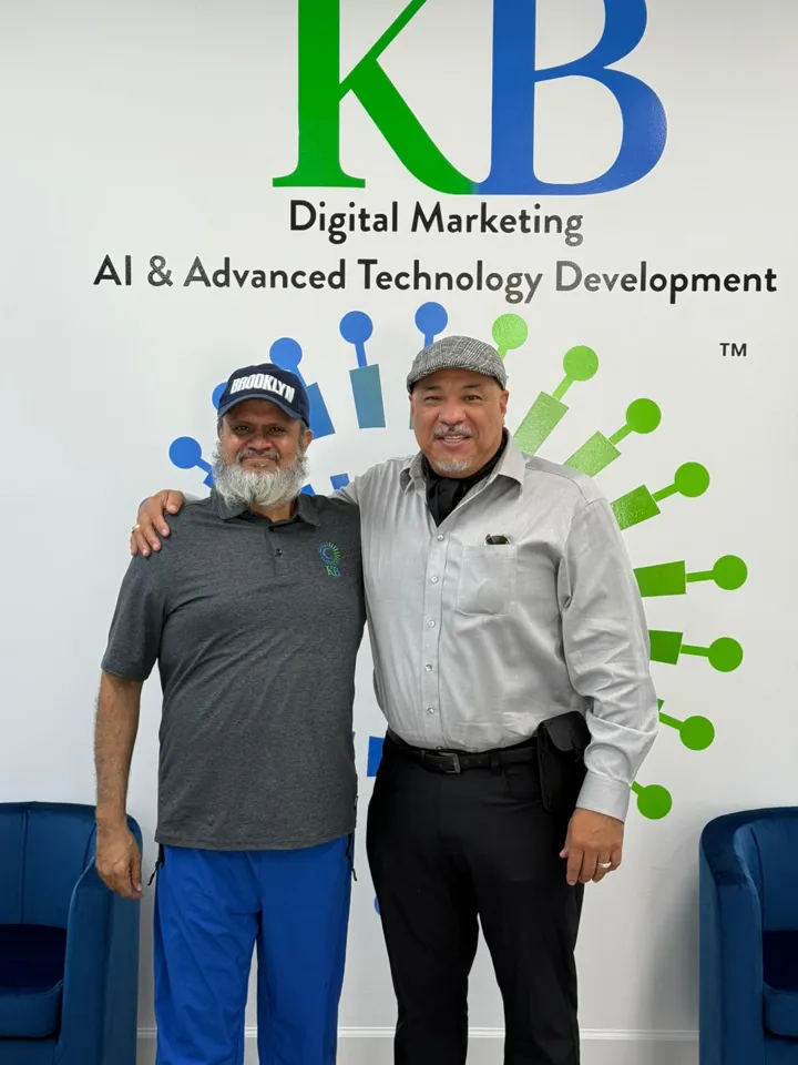 A client visiting the K Business Solutions Inc. office in Cypress, Texas