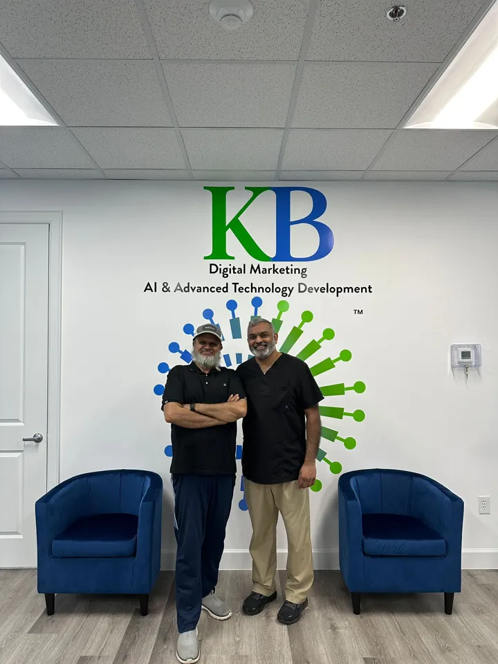 Amir Rangwala with a healthcare client at the K Business Solutions Inc. office