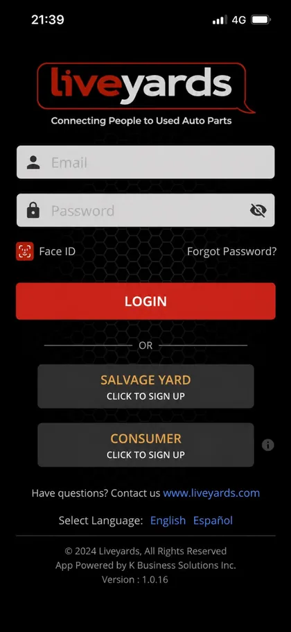 Liveyards mobile app built by K Business Solutions Inc.
