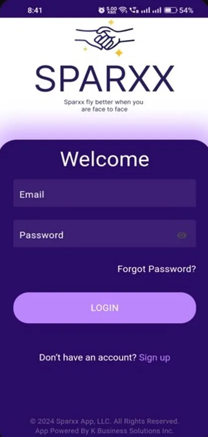 Sparxx mobile app built by K Business Solutions Inc.