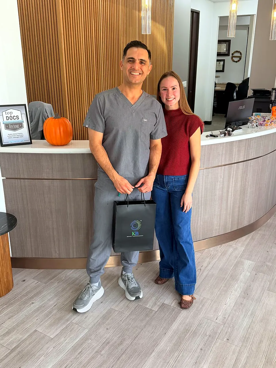 Avery Brown visiting a family and cosmetic dentistry client
