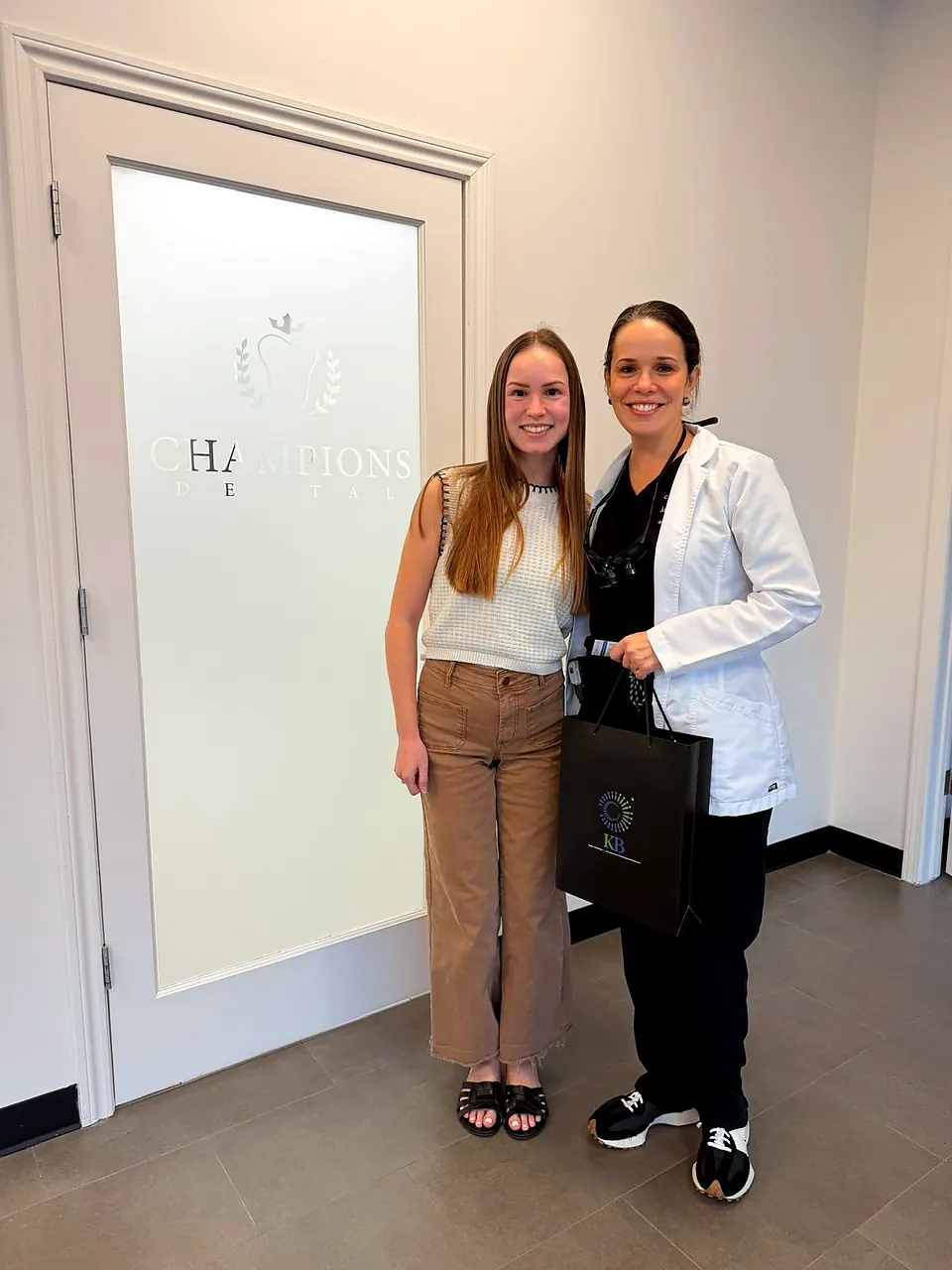 Avery Brown visiting a dental practice client