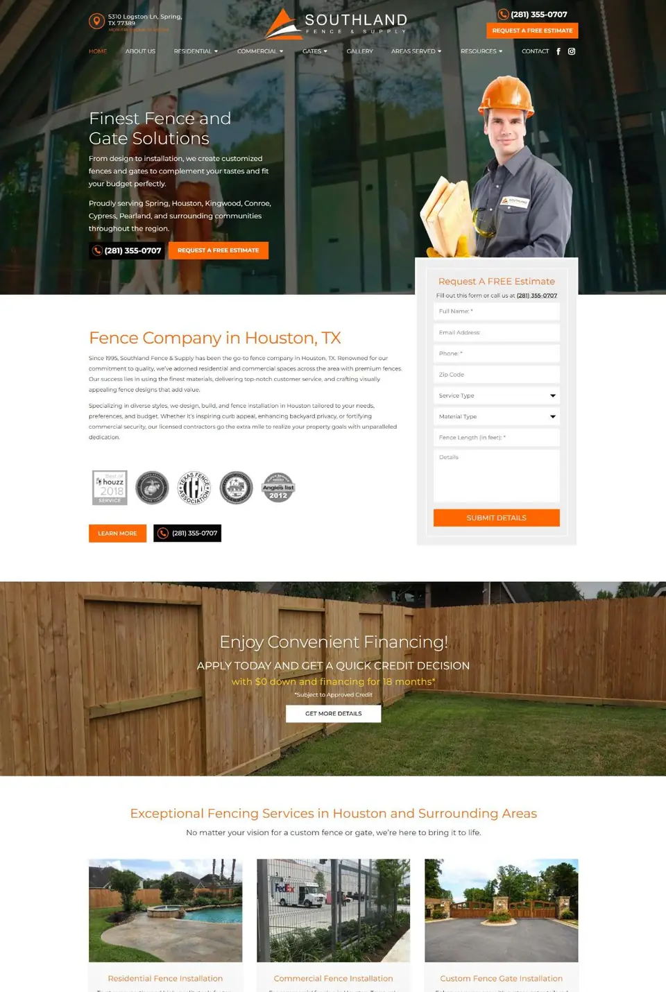 Southland Fence & Supply website designed by K Business Solutions Inc.