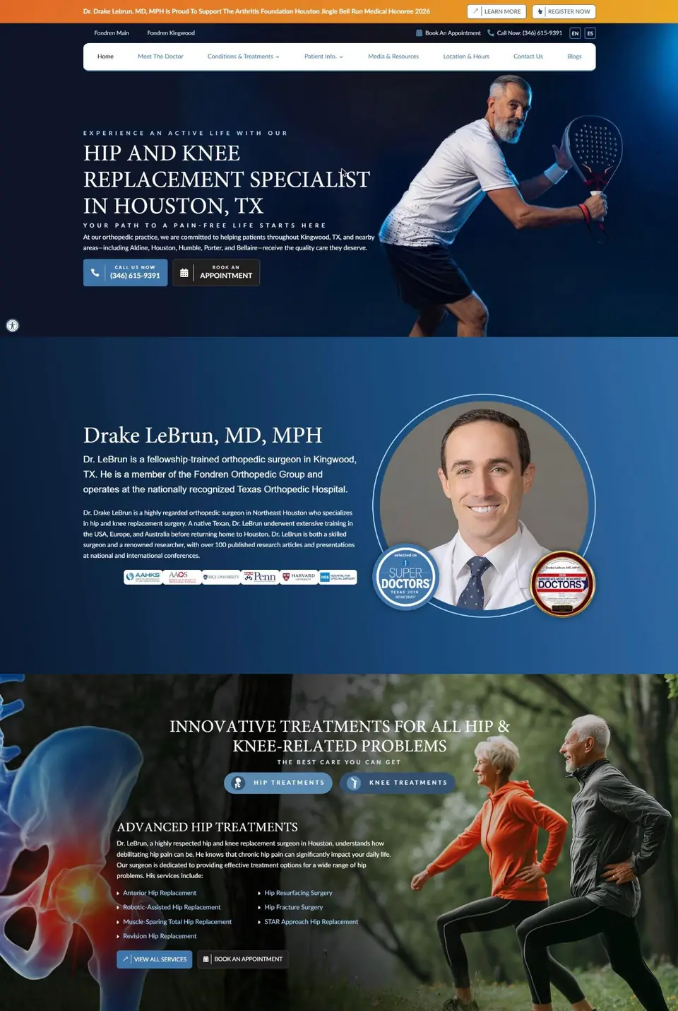 Dr. Drake LeBrun, MD website designed by K Business Solutions Inc.