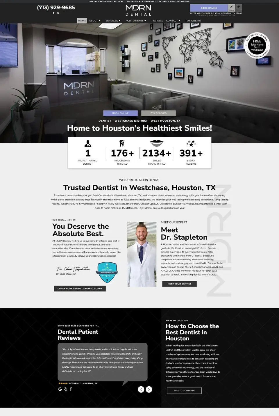 MDRN Dental website designed by K Business Solutions Inc.