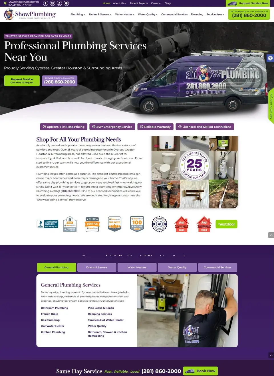 Show Plumbing website designed by K Business Solutions Inc.